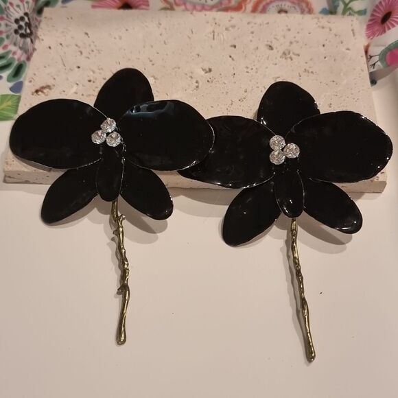 New ZARA ENAMEL FLOWER statement earrings - Picture 12 of 13